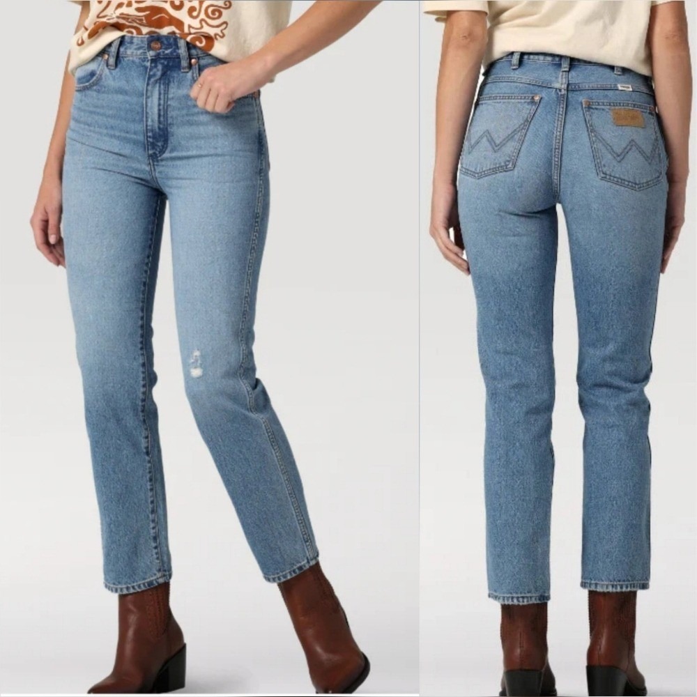 Wranglers New Womens Wild West 603 High Rise Medium Wash Straight Jeans SZ 29